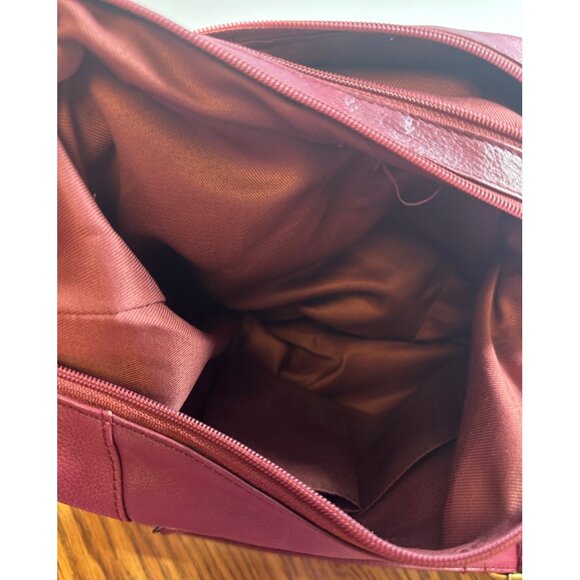 Great American Leather Works Burgundy Leather Crossbody Bag With Braided Front P - Picture 7 of 7